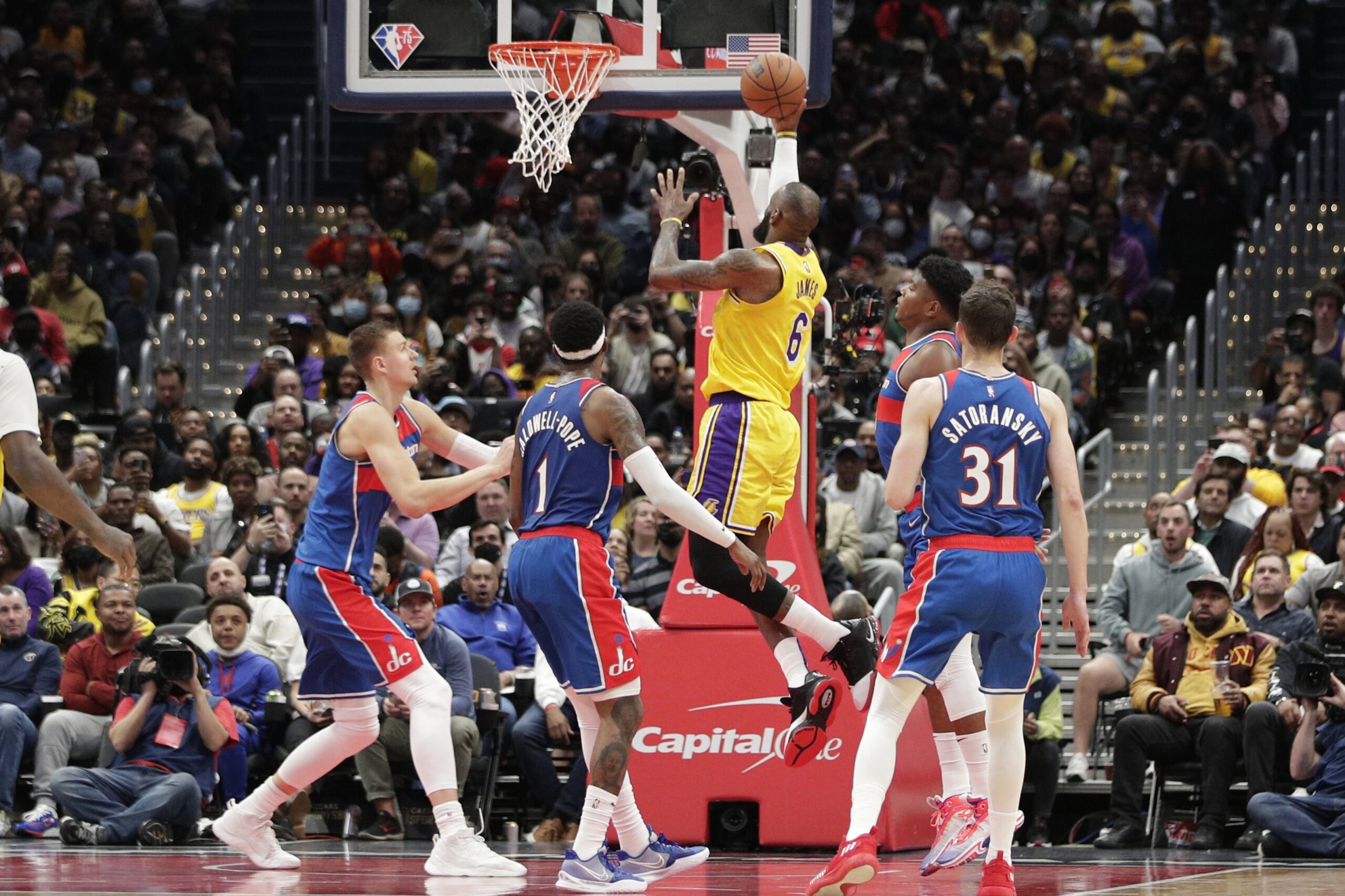 James passes Malone, but Lakers blow lead in loss to Wizards - WTOP News