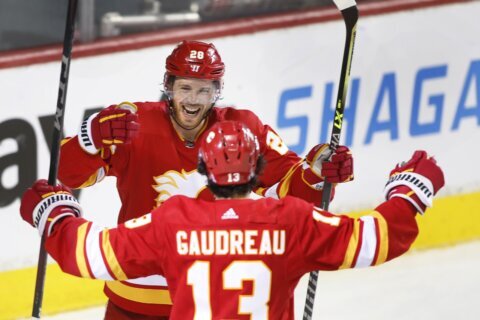 Gaudreau has hat trick in Flames’ 4-1 win over Lightning