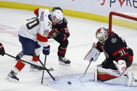 Barkov leads Panthers past Senators 4-3 in shootout