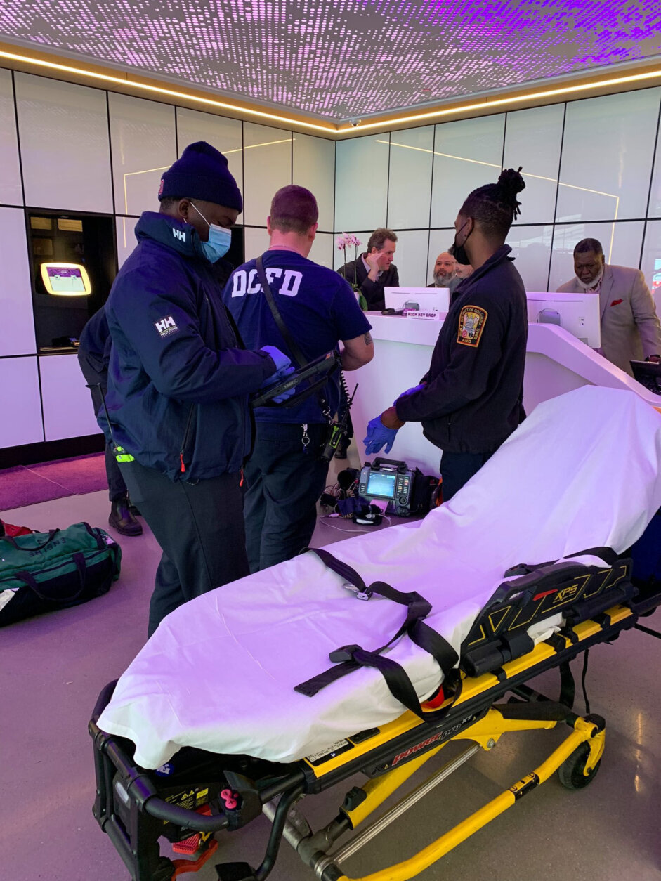Five people were hurt, including one seriously, when a car crashed into the lobby of a hotel near Capitol Hill Thursday morning. (Courtesy D.C. Fire and EMS)