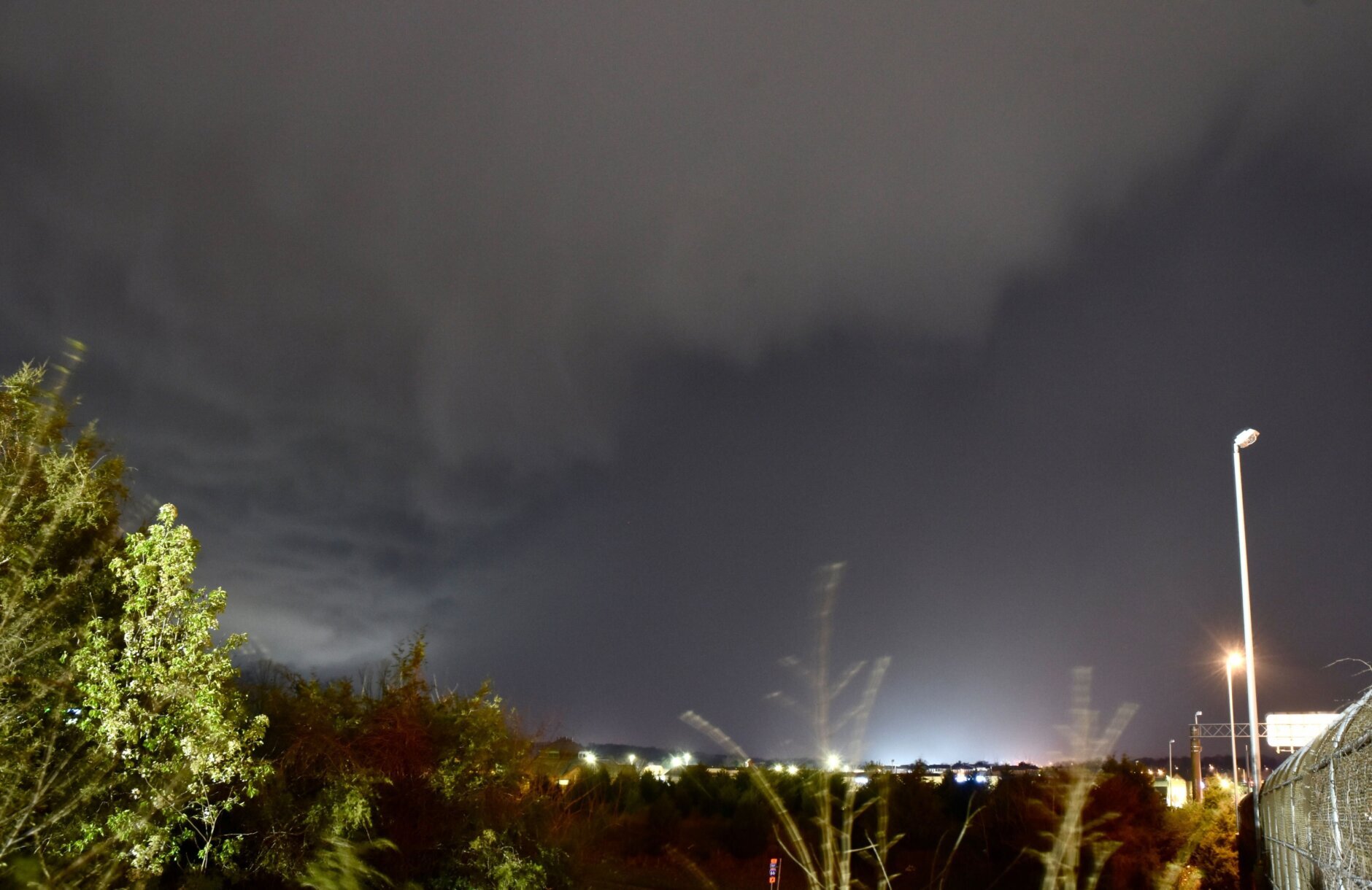 <p>A view of the storm in Centreville, Virginia, around 8:20 p.m. Thursday around the time a tornado warning was issued. (WTOP/Dave Dildine)</p>
