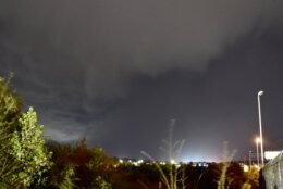 <p>A view of the storm in Centreville, Virginia, around 8:20 p.m. Thursday around the time a tornado warning was issued. (WTOP/Dave Dildine)</p>
