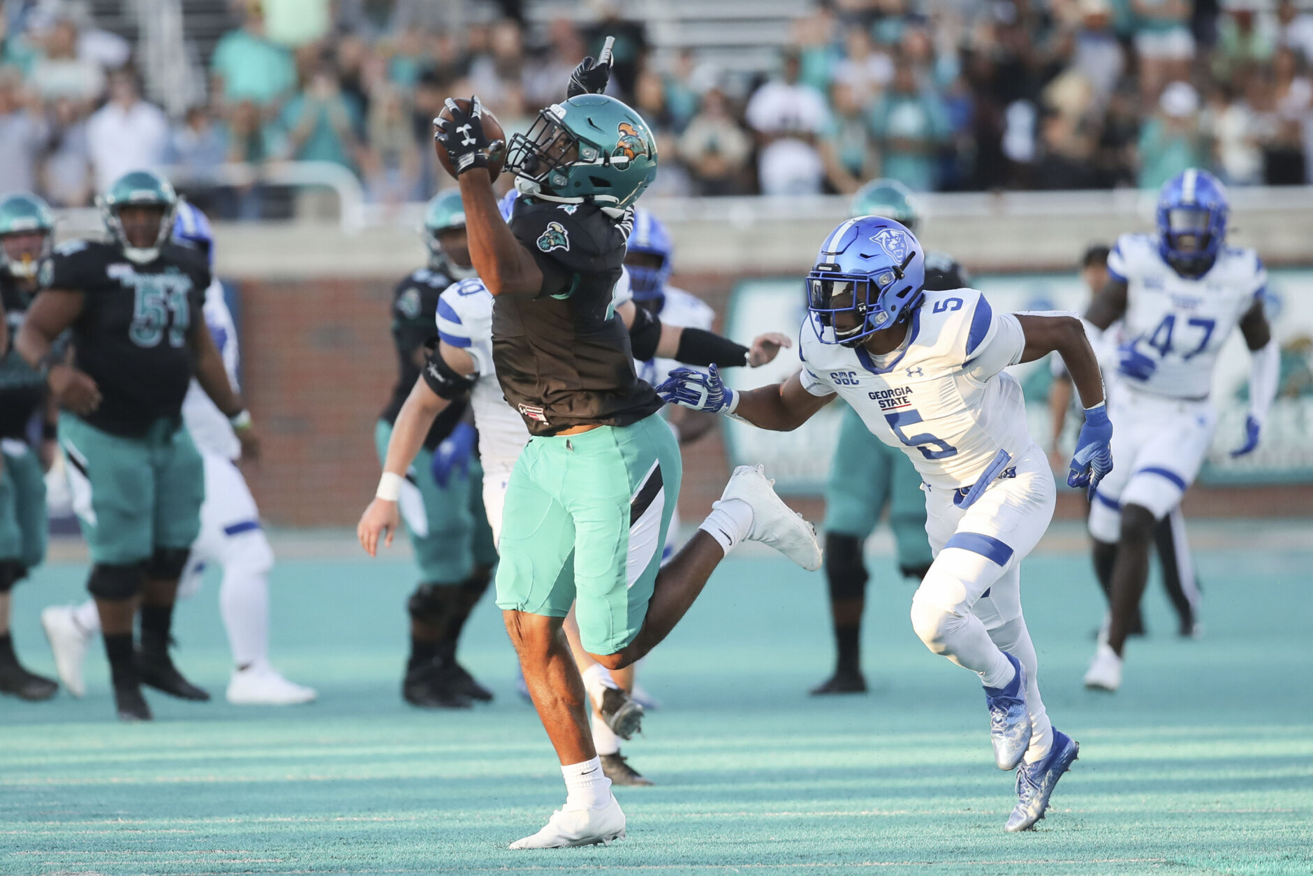 <p><strong>Round 2 (47th overall) &#8212; Isaiah Likely, TE Coastal Carolina</strong></p>
<p>This comes off as a reach because he&#8217;s seen by some as a bit of a project. Likely&#8217;s size and/or blocking ability may be in question at the next level but his intangibles and character fall in line with the kind of player Rivera covets. Likely never had fewer than five touchdown catches in a college season so he could also serve as a strong red-zone alternative to Logan Thomas.</p>
<p>One caveat: Assuming they don&#8217;t get a QB in Round 1, don&#8217;t rule out Washington taking one here if, for some reason, one of the bigger names falls hard (though I seriously doubt any of them will). If Desmond Ridder is still available at No. 47, I&#8217;m enthusiastically sprinting (borderline frolicking, really) to the podium with his name on it, giggling like a schoolgirl the whole way. But I can&#8217;t see him lasting past Pittsburgh at No. 20 or Detroit at No. 32.</p>
