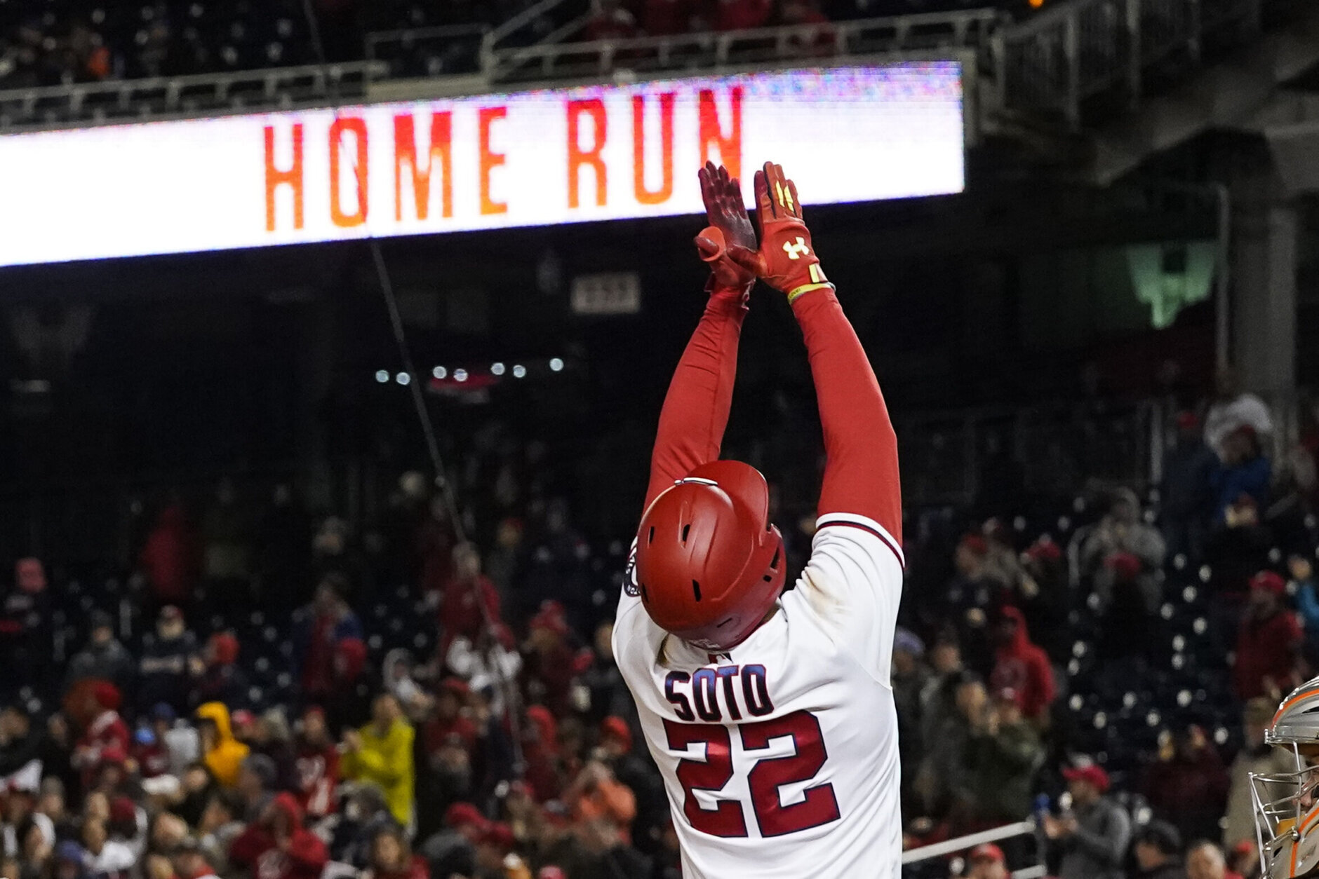 Washington Nationals right fielder Juan Soto (22) in action wearing a City  Connect jersey during a baseball game against the New York Mets at  Nationals Park, Sunday, April 10, 2022, in Washington. (
