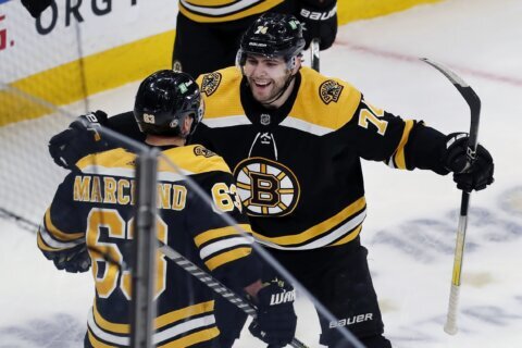 Haula scores two goals, Bruins beat Blue Jackets 5-2