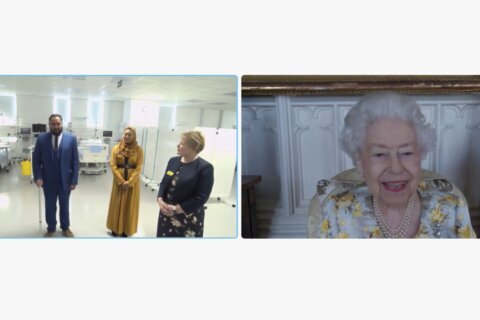 Queen chats with COVID-19 patients, nurses at UK hospital