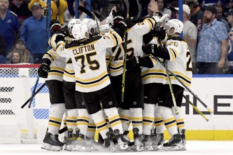 Coyle’s OT goal lifts Bruins past Lightning 2-1