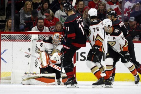 Staal’s hat trick carries Hurricanes past Ducks 5-2
