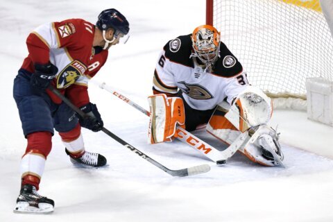 Huberdeau lifts Panthers over Ducks in OT for 8th straight