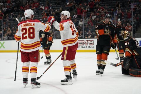 Flames get unlikely boost from Michael Stone, beat Ducks 4-2