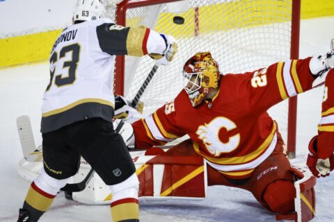 Logan Thompson makes 35 saves, Golden Knights top Flames 6-1
