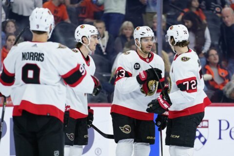 Tkachuk leads Senators past Flyers 4-2  in teams’ finale