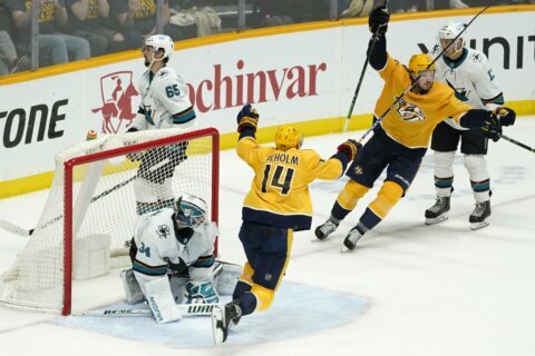 Johansen’s OT goal gives Predators 1-0 win over Sharks