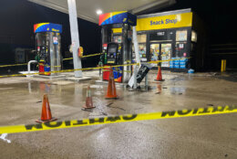 <p>A Sunoco gas station sustained damaged during a storm on March 31, 2022.</p>
