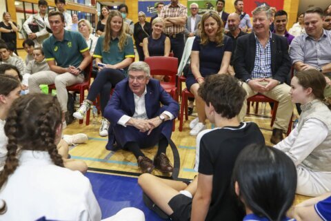 IOC head in Brisbane for 1st time since city awarded Games
