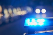 Siren light on roof of police car
