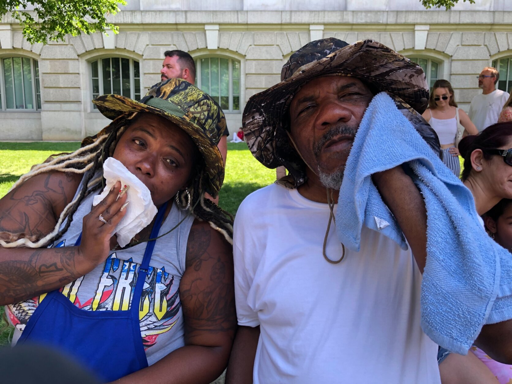 Nicole and Ernest Lawrence of D.C. also braved the heat for Monday's parade.