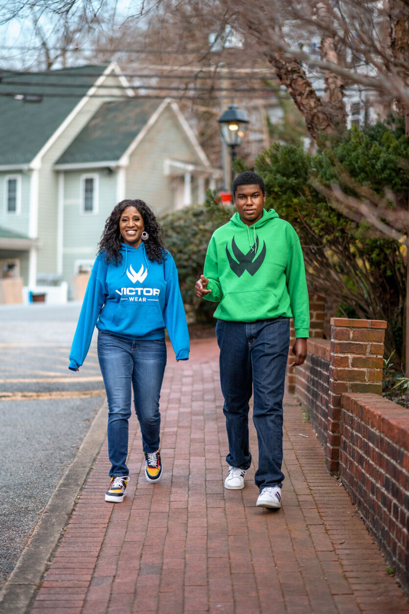 Apparel startup CEO Tiffany Hamilton and her son Isaiah recently founded Victor Wear, a black-owned activewear brand.