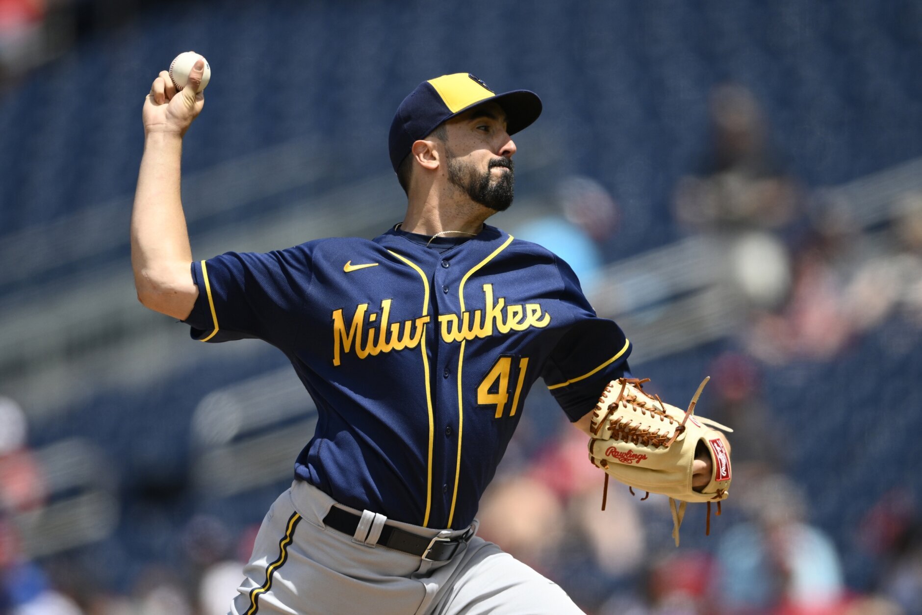 Jason Alexander pitched 4.2 innings of one-run ball to help the Brewers defeat the Nationals.
