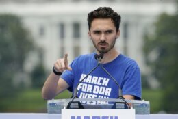 Parkland survivor and activist David Hogg speaks to the crowd during in the second March for Our Lives rally in support of gun control on Saturday, June 11, 2022, in Washington. The rally is a successor to the 2018 march organized by student protestors after the 2018 mass shooting at Marjory Stoneman Douglas High School in Parkland, Fla. (AP Photo/Manuel Balce Ceneta)