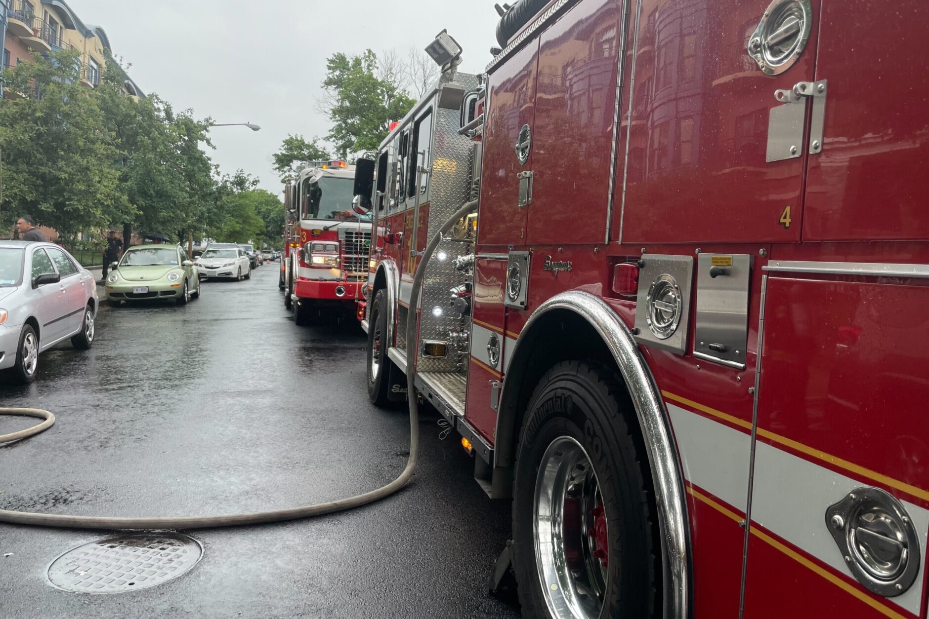 First day of three filming for DC Firefighters who will debut in a national training video this Fall. The department calls it an honor to help firefighters across the country learn how to knock down rowhouse fires.