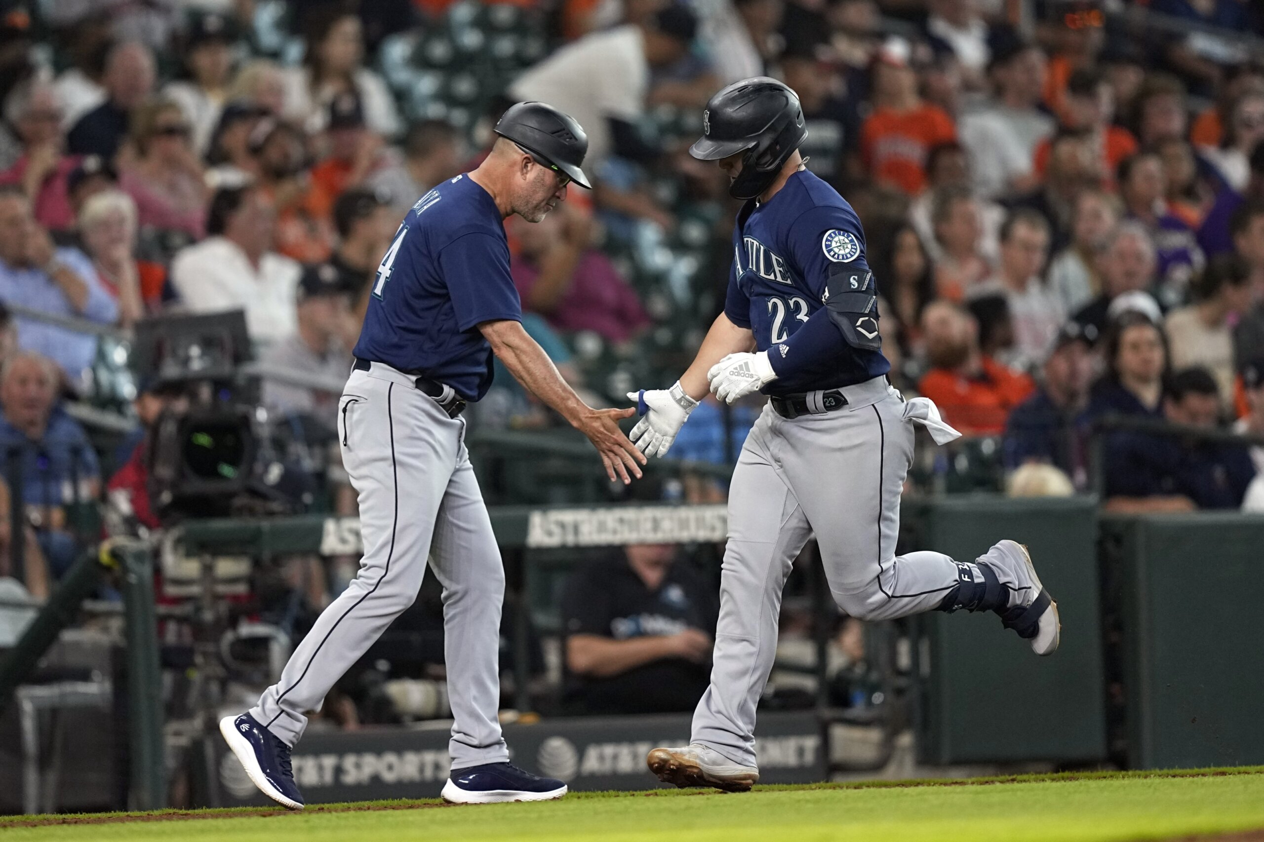 Ty France slugs a solo home run to left field 