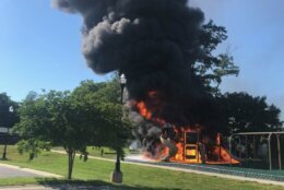 Flames and smoke at a playground