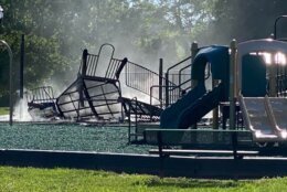 A playground following a fire