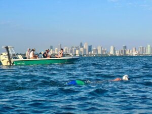 Woman sets record swimming 26.22 miles in a mermaid fin