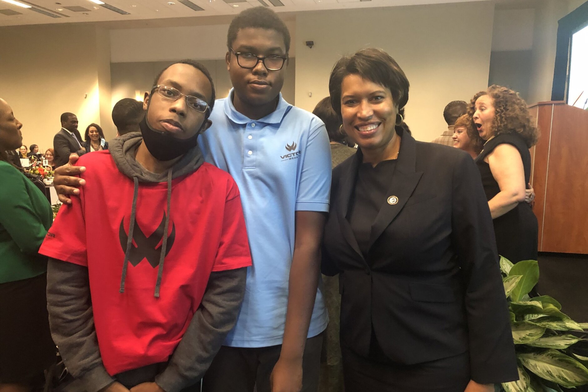 Isaiah, pictured with Mayor Muriel Bowser, was recently awarded the young entrepreneur of the year award by the DC Chamber of Commerce for his hard work. Profits from their sales supported Special Olympics Virginia.