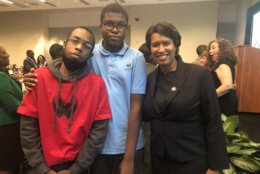 Isaiah, pictured with Mayor Muriel Bowser, was recently awarded the young entrepreneur of the year award by the DC Chamber of Commerce for his hard work. Profits from their sales supported Special Olympics Virginia.