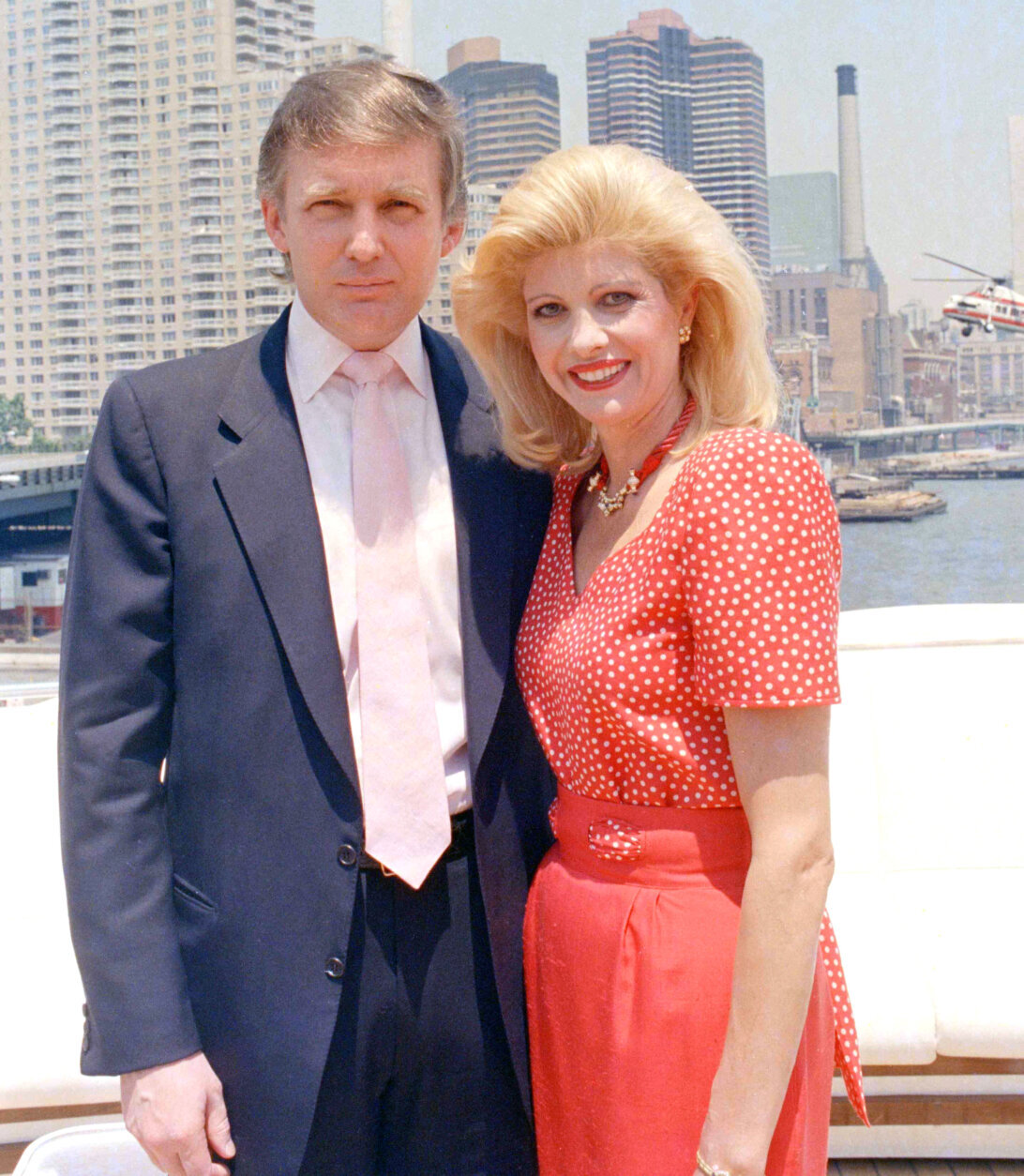 Real estate tycoon Donald Trump and his wife Ivana are pictured aboard his giant yacht Trump Princess on the East River in New York City, July 1988. (AP Photo/Marty Lederhandler)