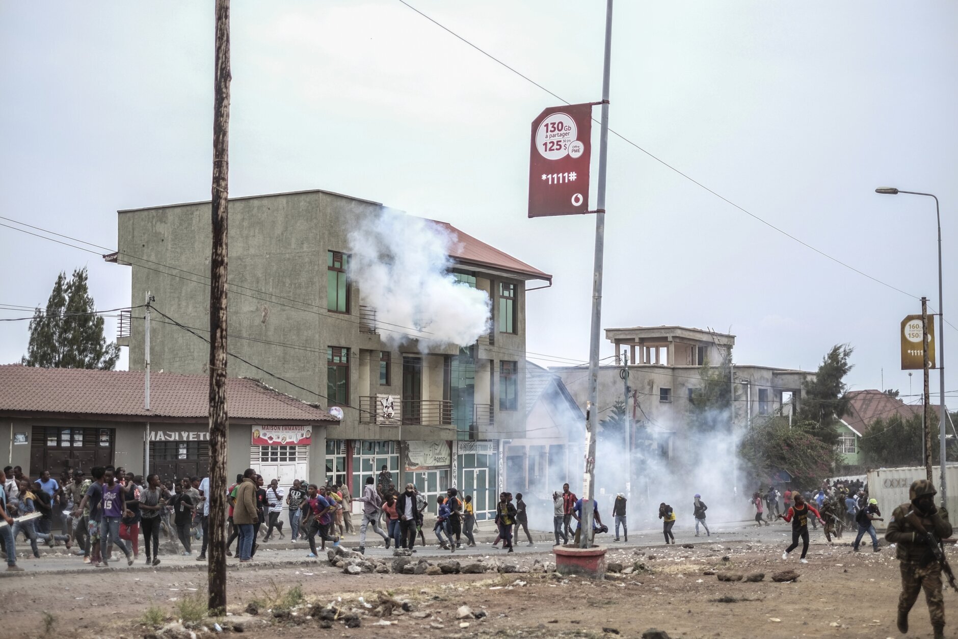 Residents protest against the United Nations peacekeeping force (MONUSCO) deployed in the Democratic Republic of the Congo in Goma Tuesday July 26, 2022. Demonstrators said they were protesting against the rise of insecurity and inaction of the UN in the region. (AP Photo/Moses Sawasawa)