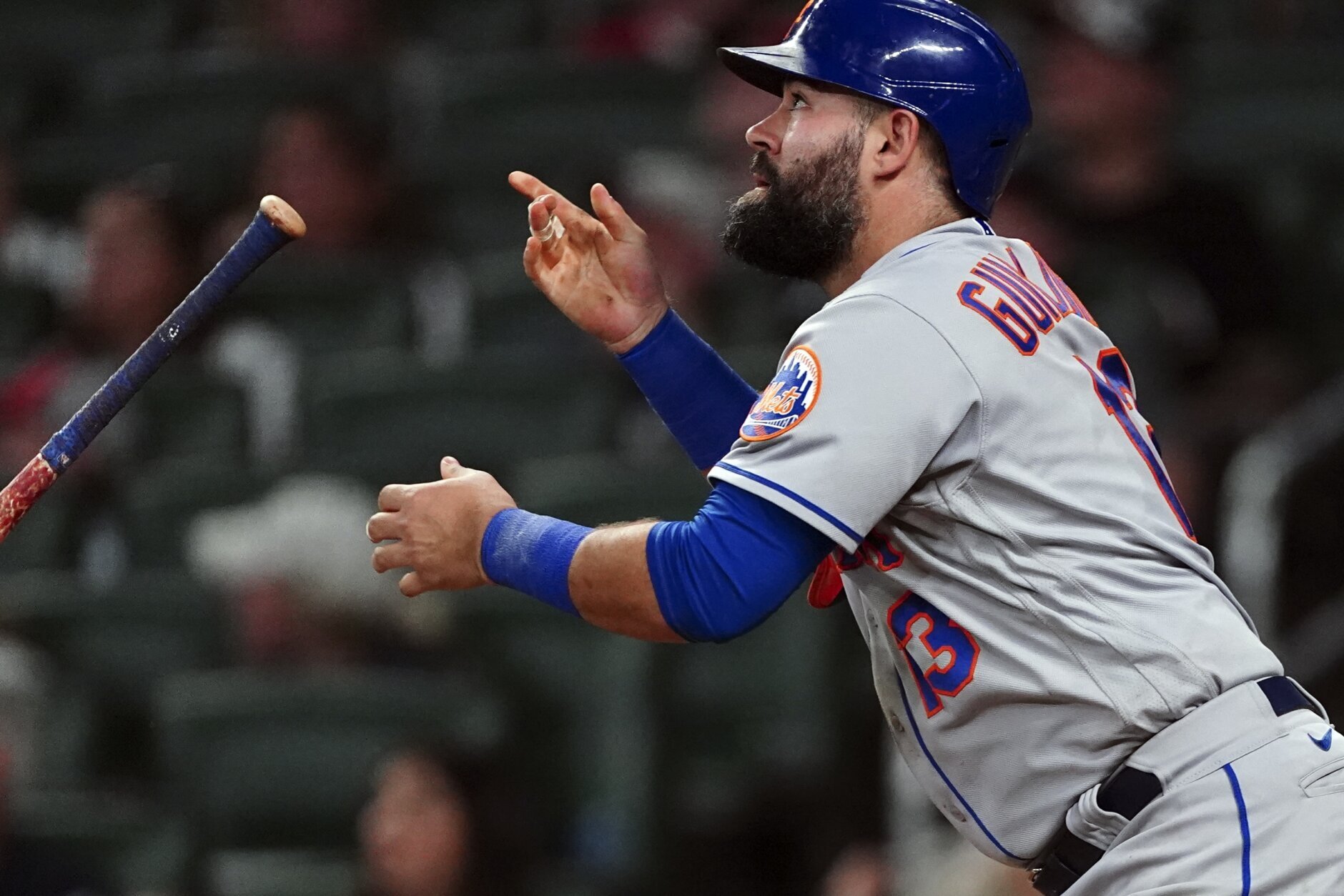 Eddie Rosario Cracked Bat - Foul Ball - April 9, 2022