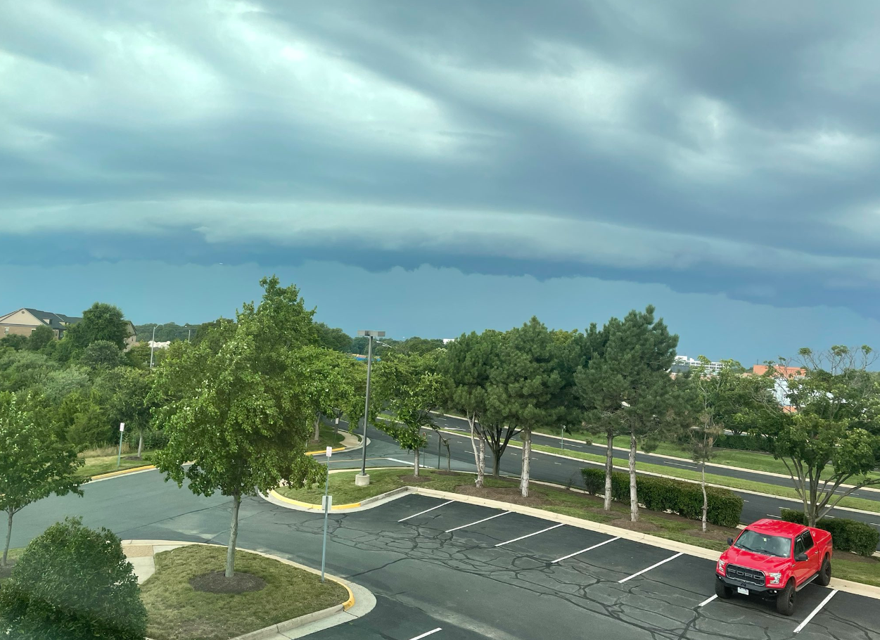 <p>Storm clouds form over Herndon, Virginia.</p>
