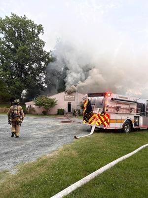 No one was in the building at the time and no firefighters were hurt in Monday afternoon's fire at the Carl Lewis Community Center in North Stafford.