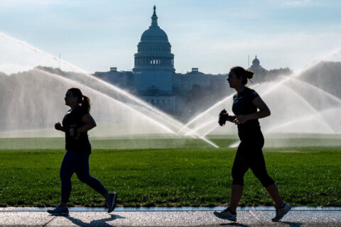 Hot August day on tap with isolated showers possible west of DC