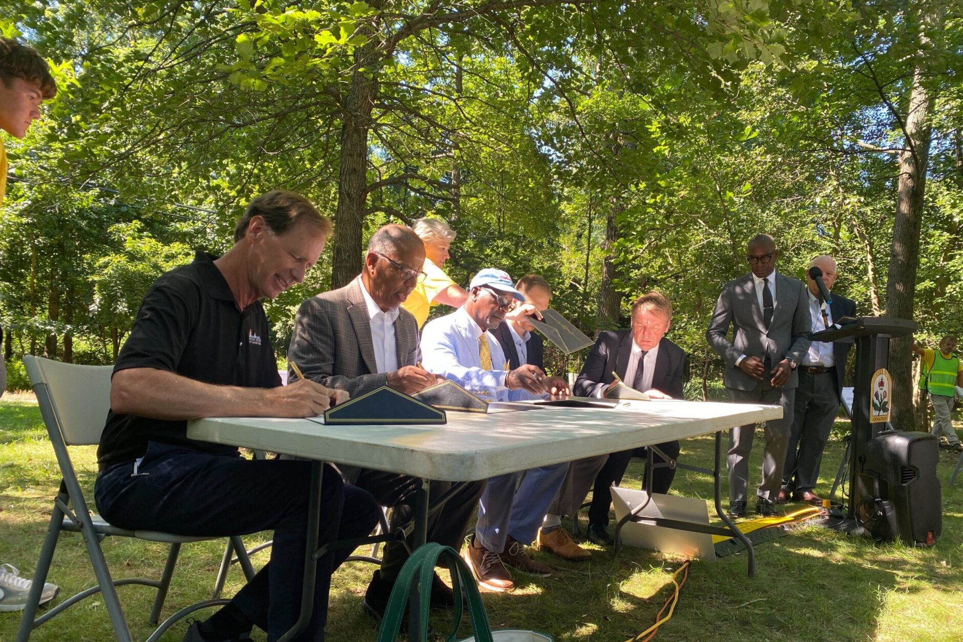 Official sign documents solidifying the purchase of historic Carr's Beach. 