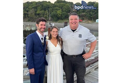 Boston police boat comes to rescue of stranded groom