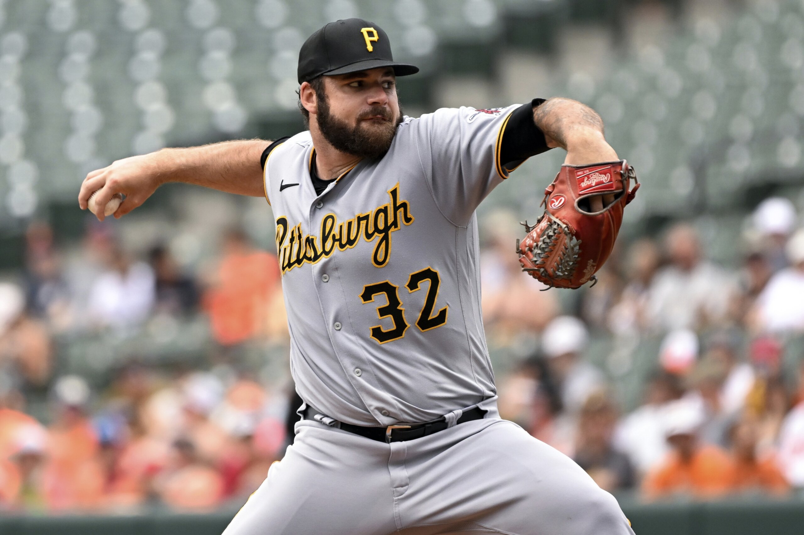 Pittsburgh Pirates' Cal Mitchell, right, celebrates with Bligh