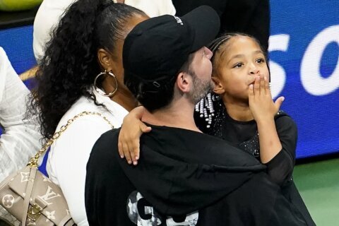 Serena’s daughter, Olympia, sports beads, like Mom years ago