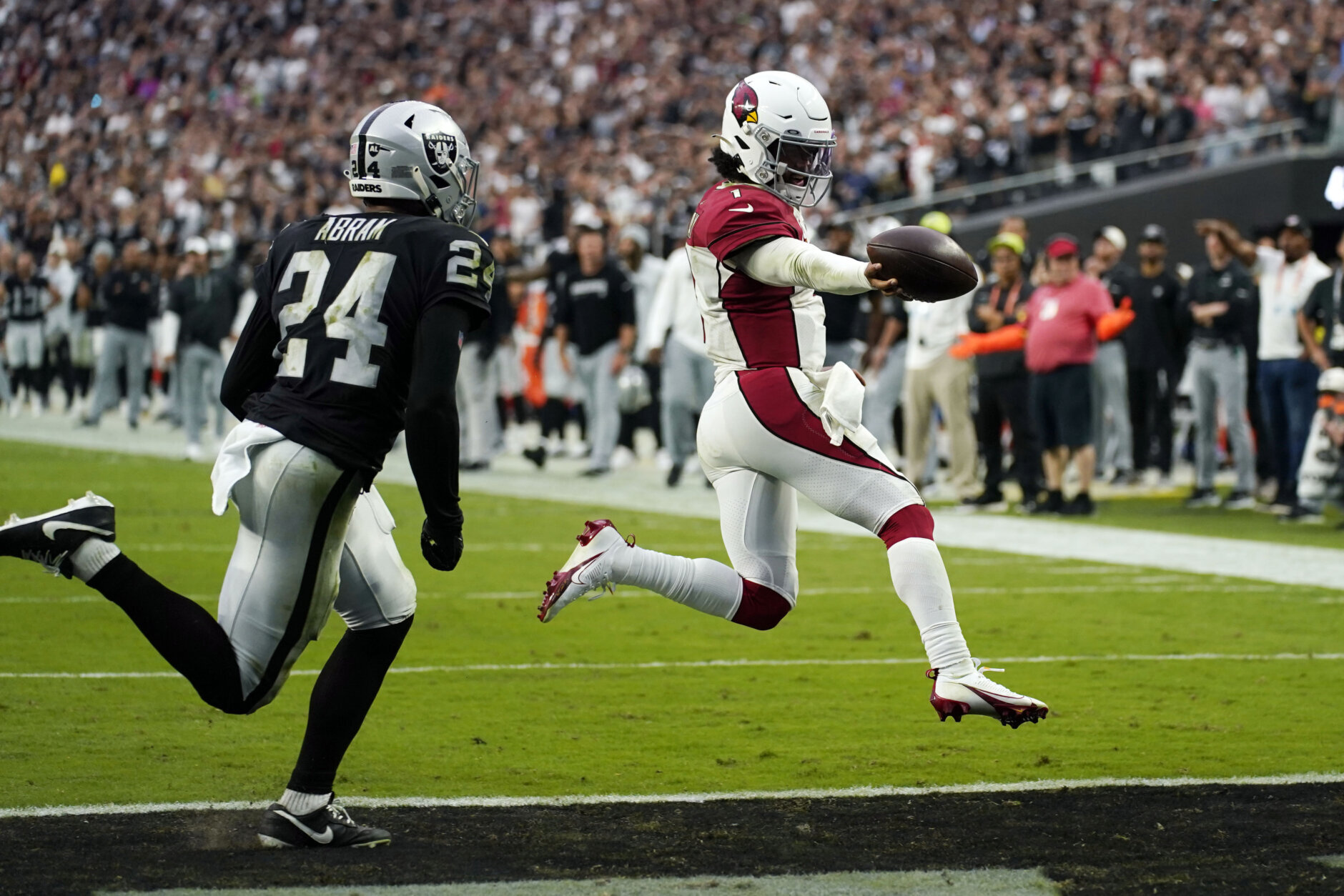 <p><b><i>Cardinals 29</i></b><br />
<b><i>Raiders 23 (OT)</i></b></p>
<p><a href="https://profootballtalk.nbcsports.com/2022/09/16/kliff-kingsbury-practice-was-much-more-focused-and-intentional-this-week/" target="_blank" rel="noopener" data-saferedirecturl="https://www.google.com/url?q=https://profootballtalk.nbcsports.com/2022/09/16/kliff-kingsbury-practice-was-much-more-focused-and-intentional-this-week/&amp;source=gmail&amp;ust=1663641855997000&amp;usg=AOvVaw1J2aJg9Fe4iJzaNi1uHG12">A team more focused and intentional</a> doesn&#8217;t fall behind by 20 in the first half. But give Arizona credit for joining Miami to become the first tandem of teams to erase 20-point fourth-quarter deficits on the same day thanks to Kyler Murray running a mile on one play.</p>
<blockquote class="twitter-tweet tw-align-center">
<p dir="ltr" lang="en">According to NFL Next Gen Stats, Kyler Murray ran a total distance of 85.69 yards on this successful 2-point conversion rush. <a href="https://t.co/rkzCWxBaUg">https://t.co/rkzCWxBaUg</a></p>
<p>— ESPN Stats &amp; Info (@ESPNStatsInfo) <a href="https://twitter.com/ESPNStatsInfo/status/1571685417497526272?ref_src=twsrc%5Etfw">September 19, 2022</a></p></blockquote>
<p><script async src="https://platform.twitter.com/widgets.js" charset="utf-8"></script></p>
