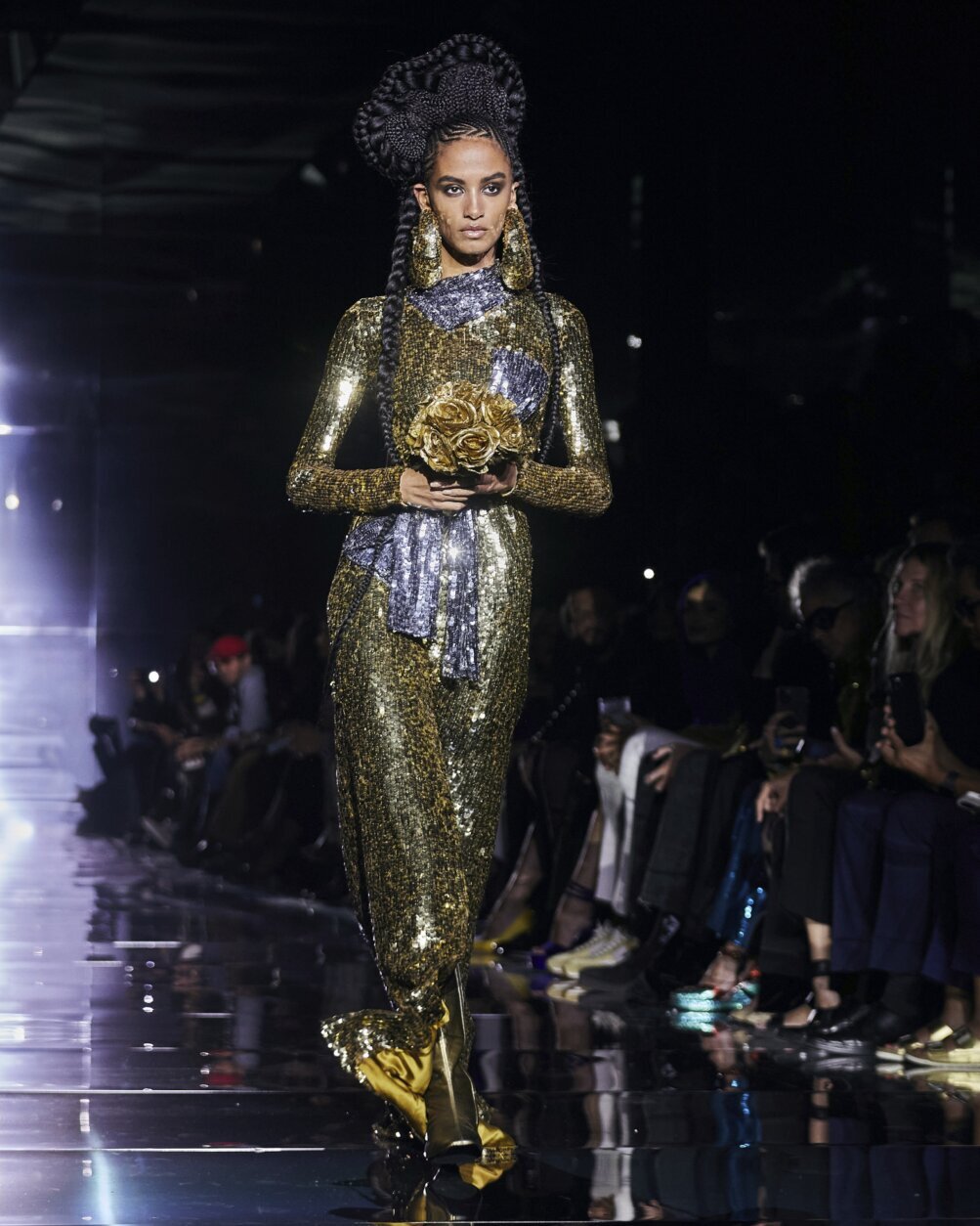 Tom Ford closes Fashion Week with big hair, miles of sparkle - WTOP News
