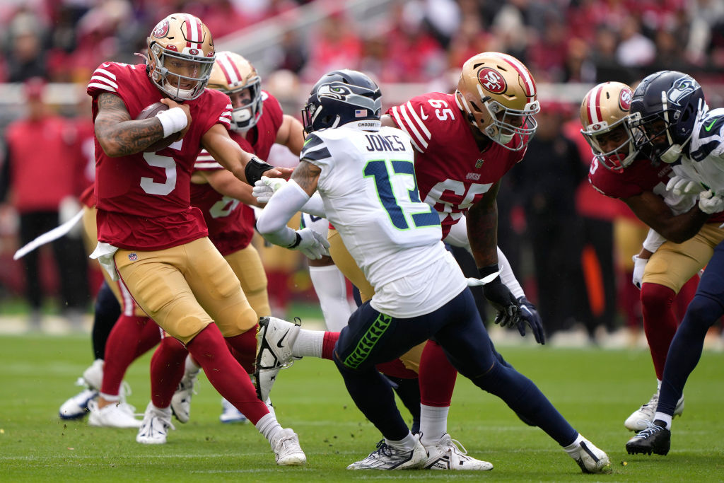 <p><em><strong>Seahawks 7</strong></em><br />
<em><strong>49ers 27</strong></em></p>
<p>I don&#8217;t ever want to spin another man&#8217;s misfortune as anything but that … but Trey Lance&#8217;s season-ending ankle injury may have bailed San Fran out of a very difficult situation with the second-year passer and Jimmy Garoppolo. It&#8217;s Jimmy G&#8217;s team in 2022 and the Niners have to be thanking the sweet baby Jesus they didn&#8217;t trade him away.</p>
