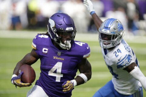 Vikings’ Cook out with injured shoulder on fumble vs. Lions