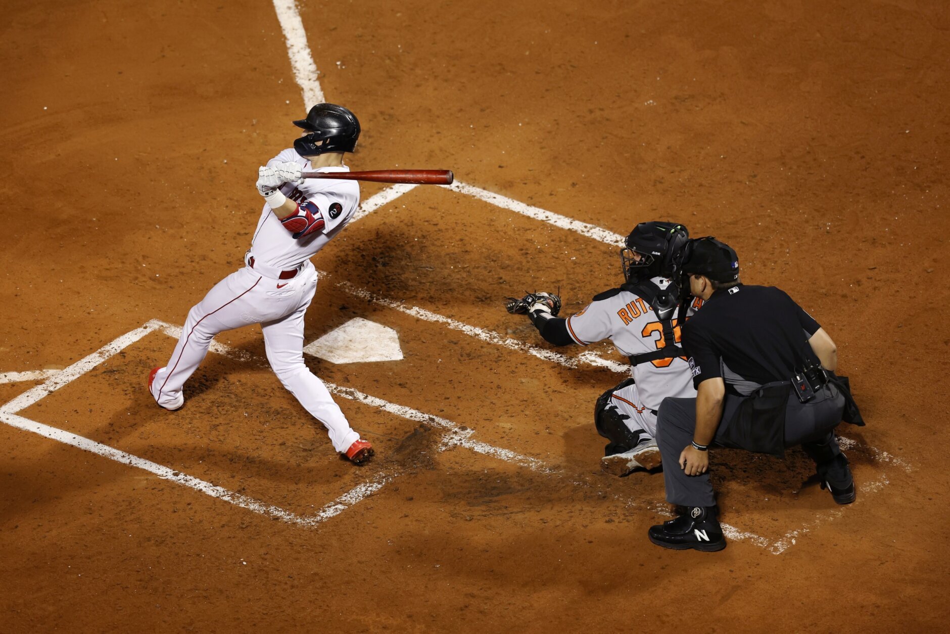 Enrique Hernandez of the Boston Red Sox bats against the Baltimore