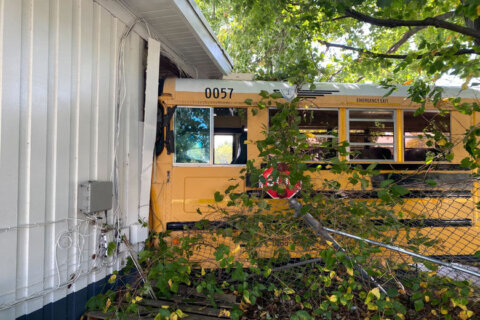 Bus crashes into Forestville gas station