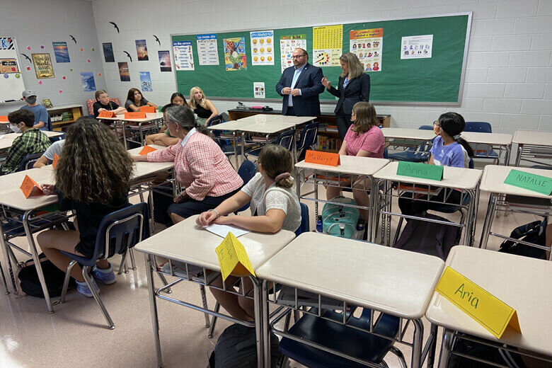 Classroom with students and adults