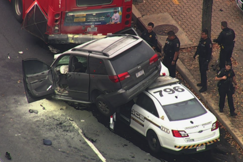 2 in custody after police chase ends with crash in Silver Spring