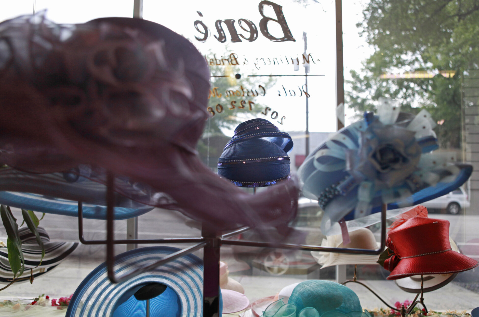 Hats by Washington milliner Vanilla Beane, 90, are on display inside of her shop, Bene', in Washington on Saturday, May 29, 2010. (AP Photo/Jacquelyn Martin)